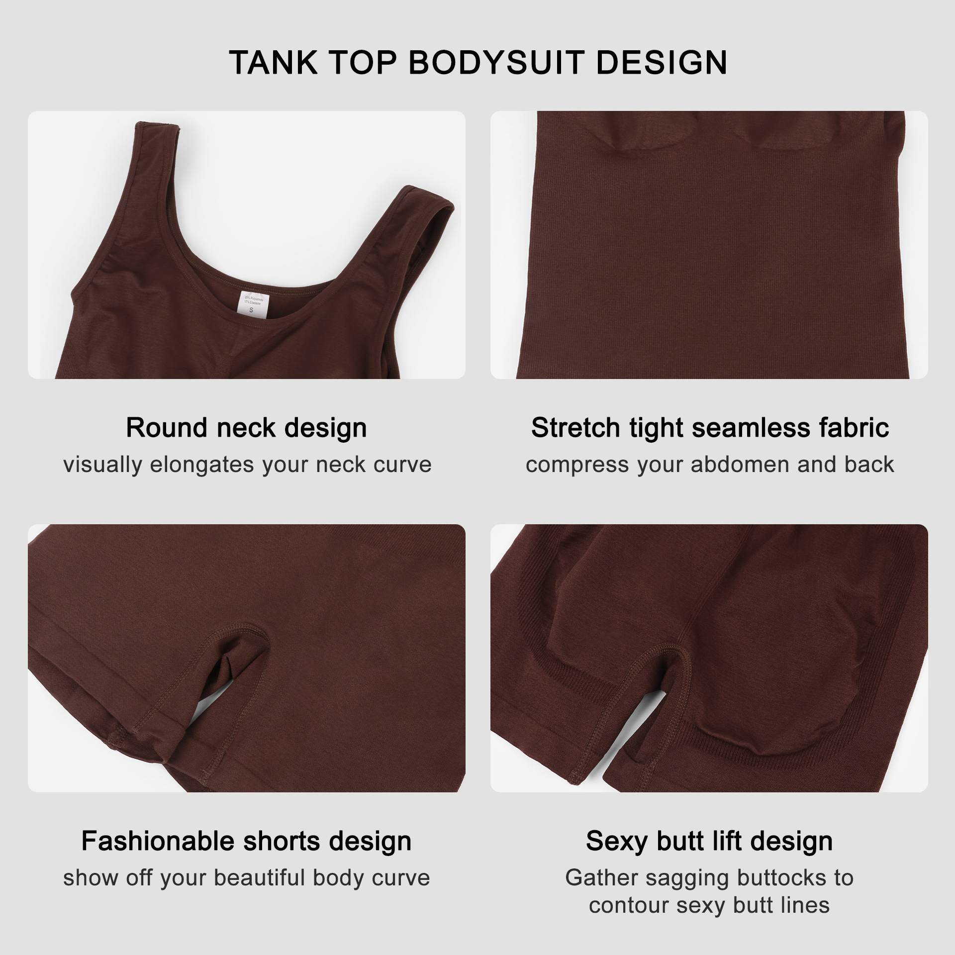 Womens Seamless Bodysuit - Sleeveless Body Shaper Romper Slimming Underwear